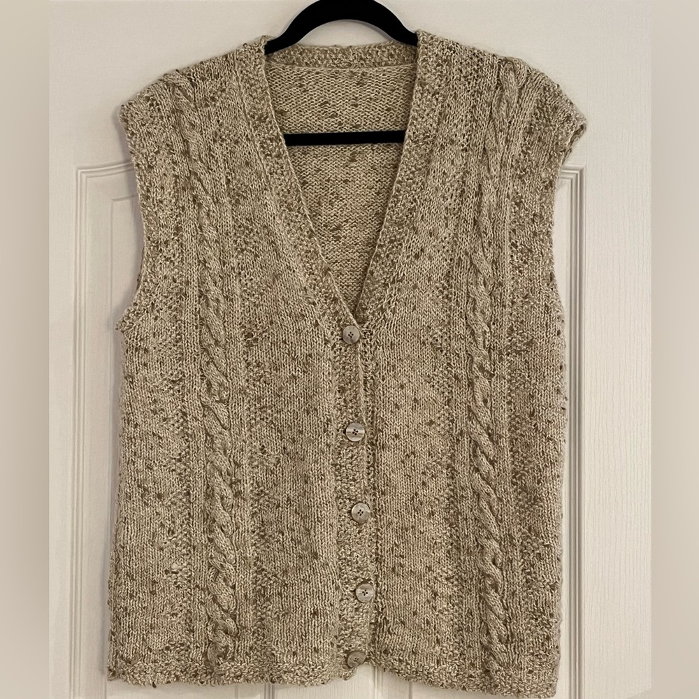Angora-type Woolen Boho Hippie Chunky Knit Sweater Vest Handmade Large XL